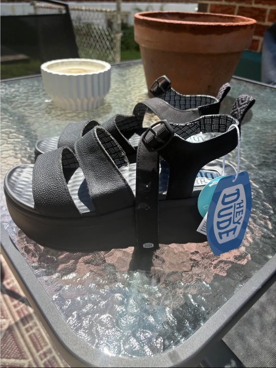 Hey Dude Shoes - Hey Dude Black Platform Strappy Sandals